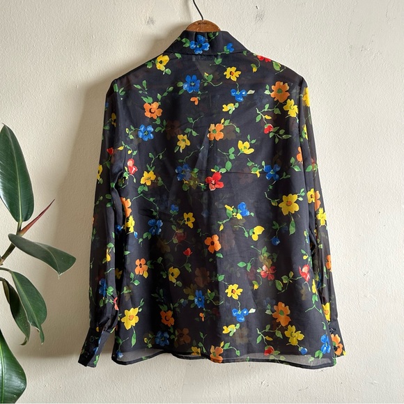 70's Sheer Floral Blouse - Picture 3 of 9